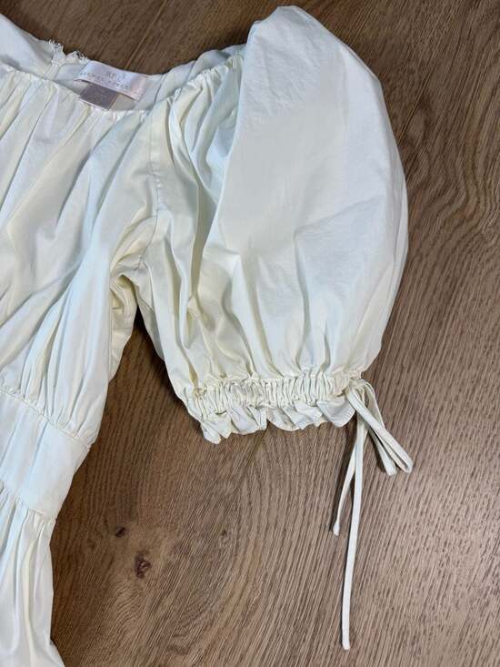 Rachel Parcell White Puff Sleeve Tiered Mini Dress Size Small - Picture 6 of 12